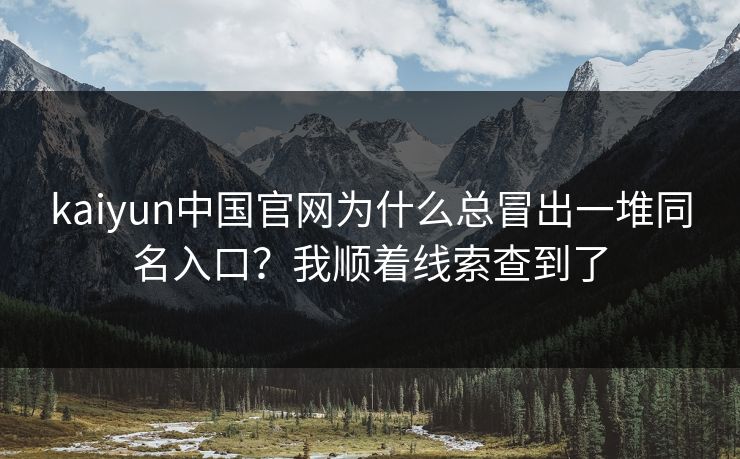 kaiyun中国官网为什么总冒出一堆同名入口？我顺着线索查到了