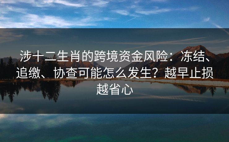 涉十二生肖的跨境资金风险：冻结、追缴、协查可能怎么发生？越早止损越省心