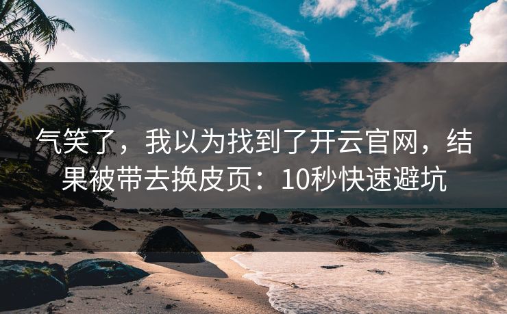 气笑了，我以为找到了开云官网，结果被带去换皮页：10秒快速避坑