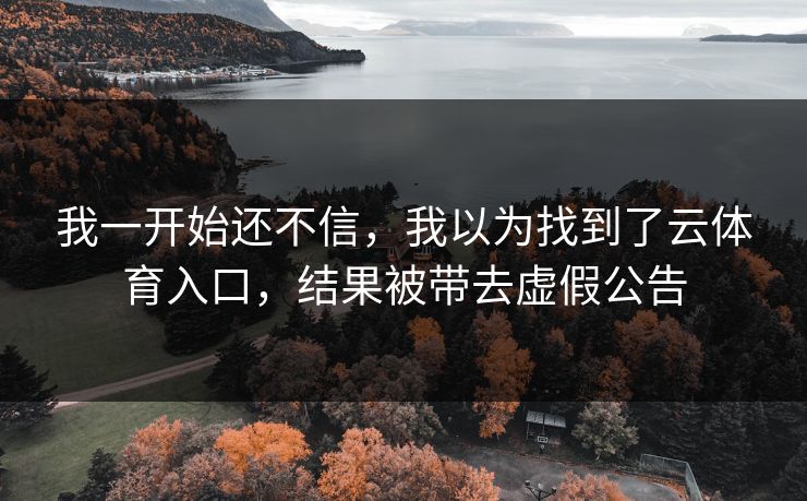 我一开始还不信，我以为找到了云体育入口，结果被带去虚假公告