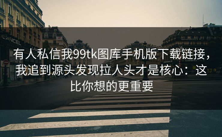 有人私信我99tk图库手机版下载链接，我追到源头发现拉人头才是核心：这比你想的更重要