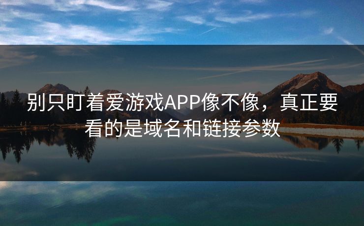 别只盯着爱游戏APP像不像，真正要看的是域名和链接参数